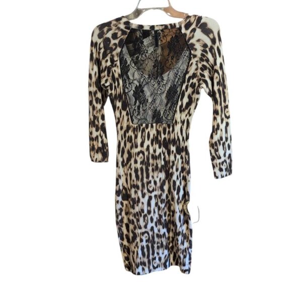 Guess Los Angles Dress with Lace Back Pull - Over Fitted Stretch 3/4 Sleeve - Picture 3 of 8